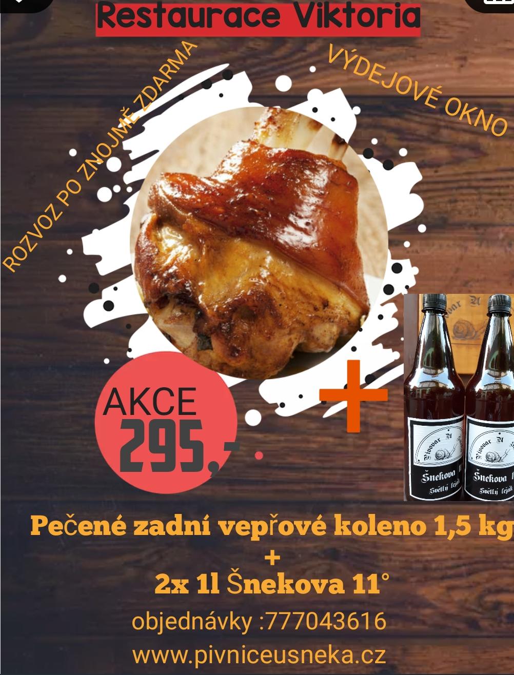 Stálá nabídka - Vepřové koleno + 2l Šnekova 11° - 295Kč